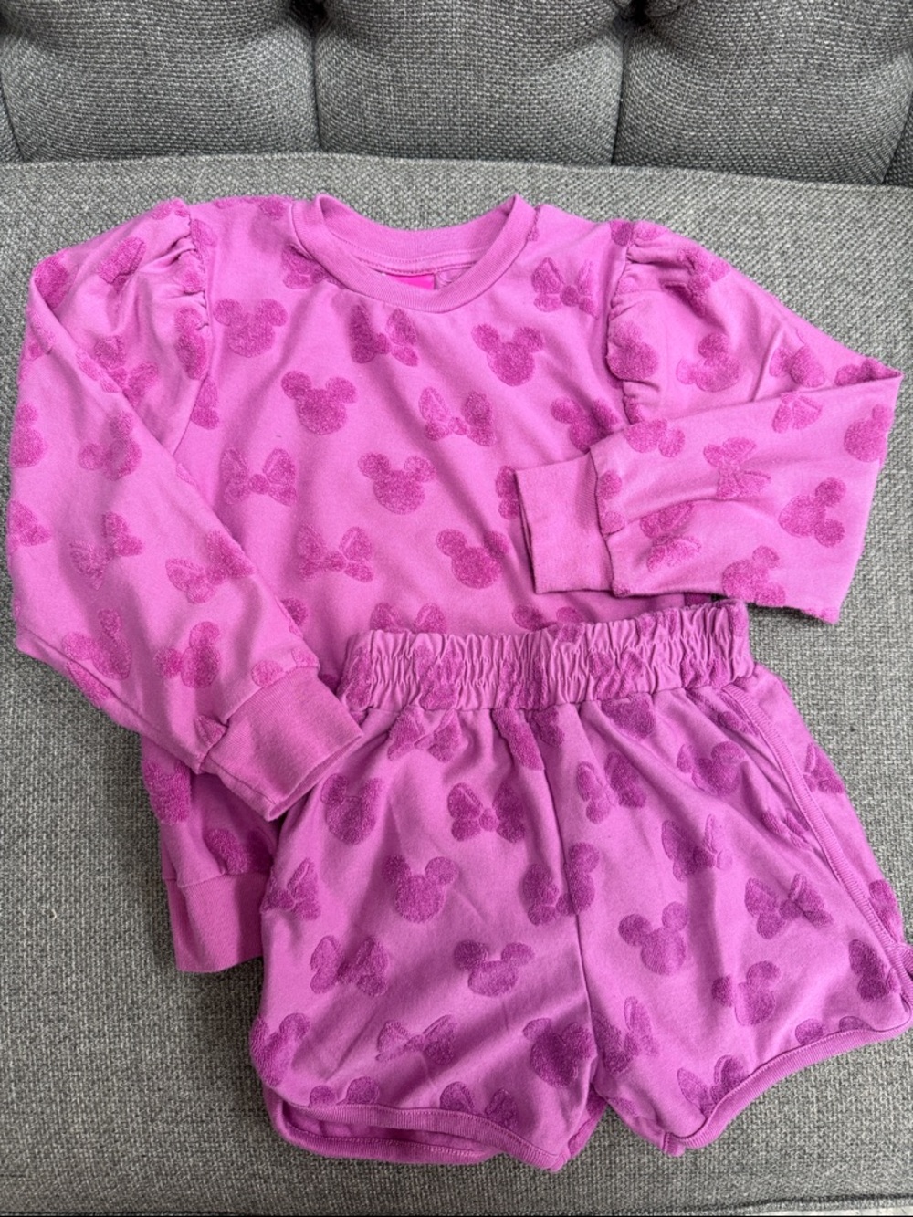 Disney Pink Girls' Minnie Mouse Matching Sweatshirt and Shorts Set